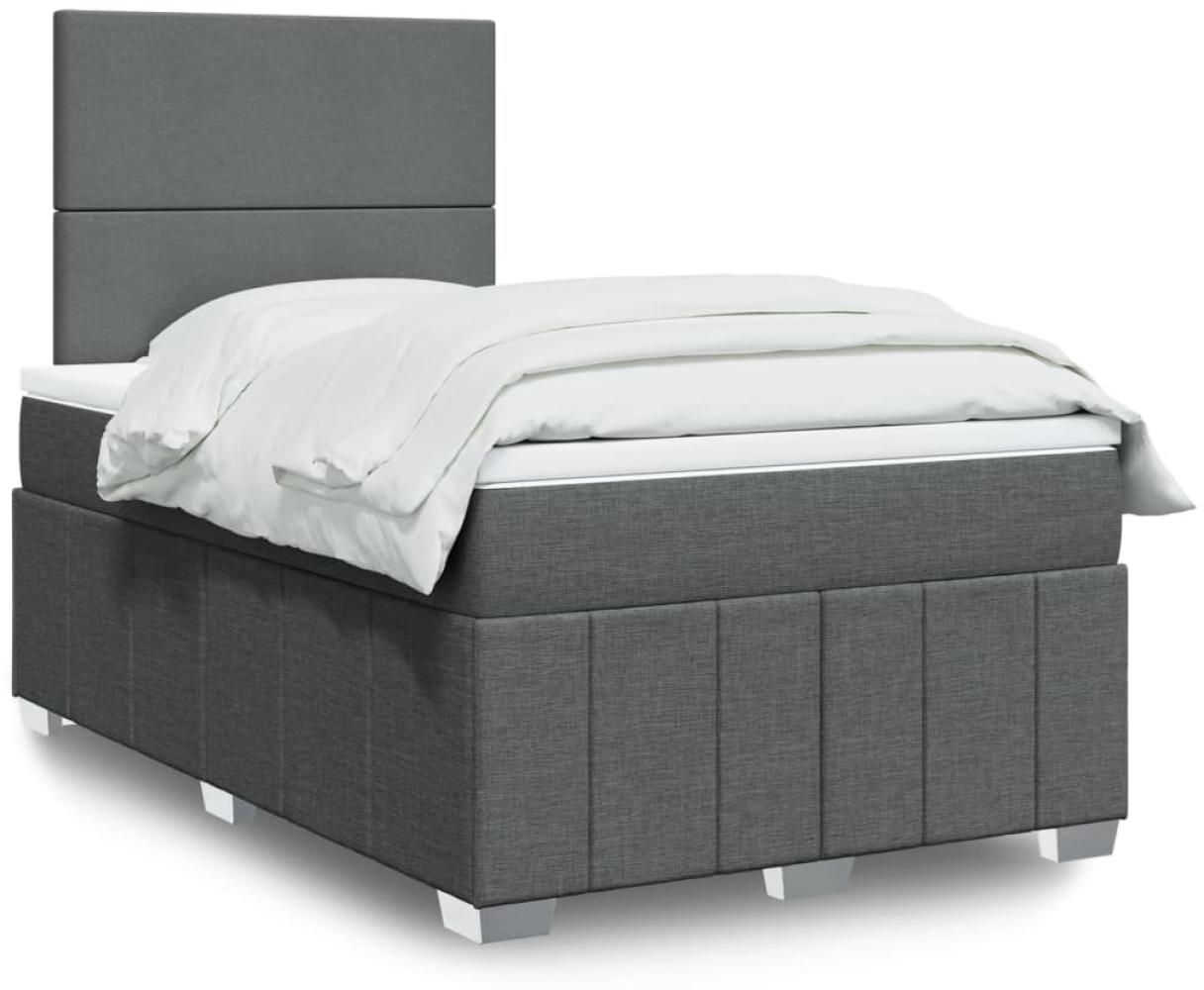 vidaXL Boxspringbett mit Matratze Dunkelgrau 120x200 cm Stoff 3293929 Bild 1