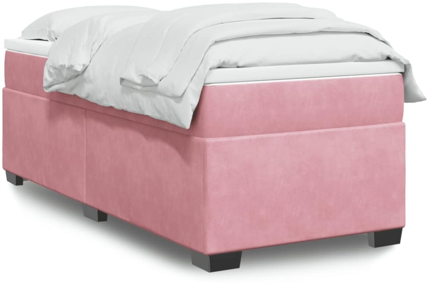 vidaXL Boxspringbett mit Matratze Rosa 100x200 cm Samt 3285268 Bild 1