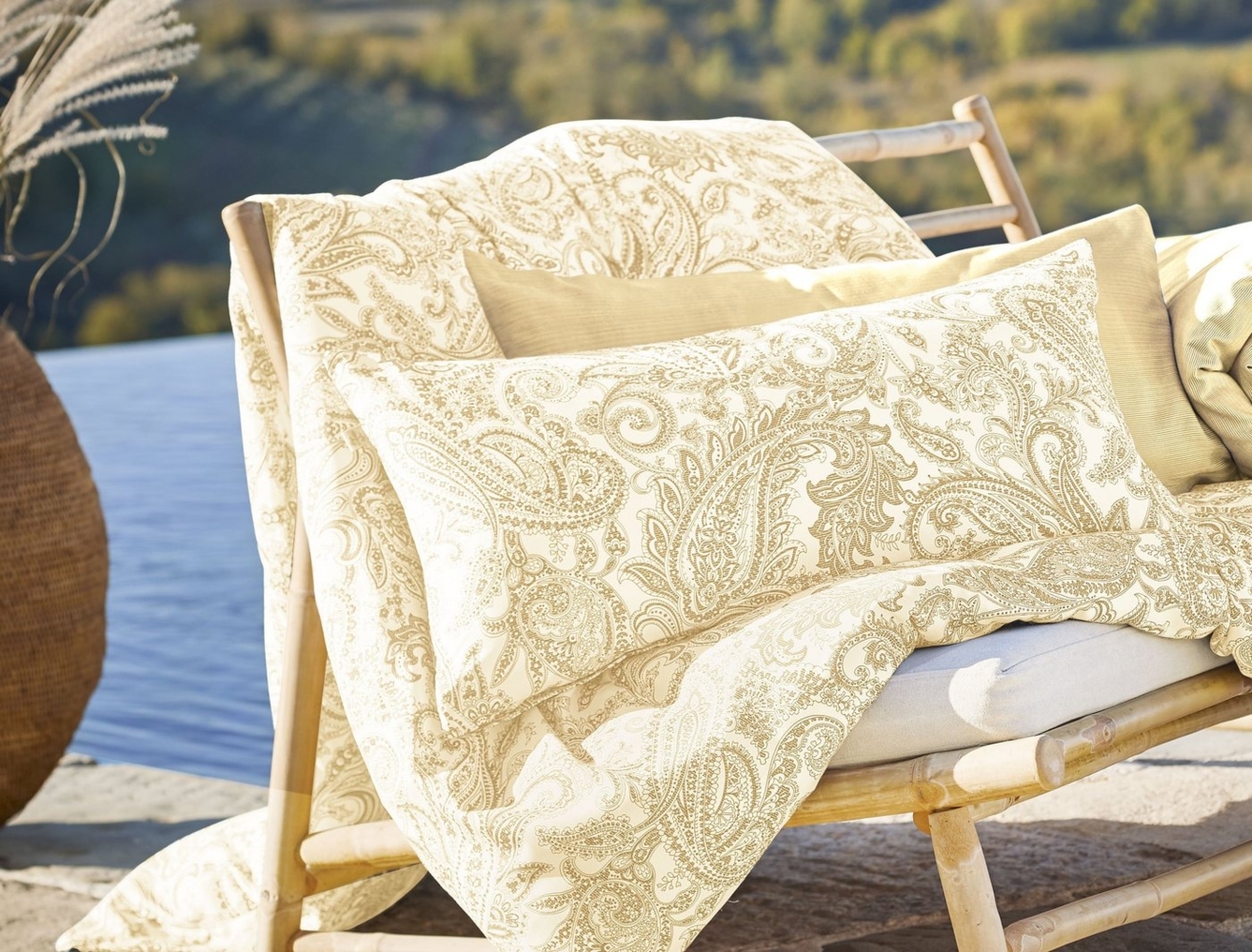 Irisette Florenz Premium Mako Satin Bettwäsche 135x200 Paisley gold ocker 8447-40 Bild 1