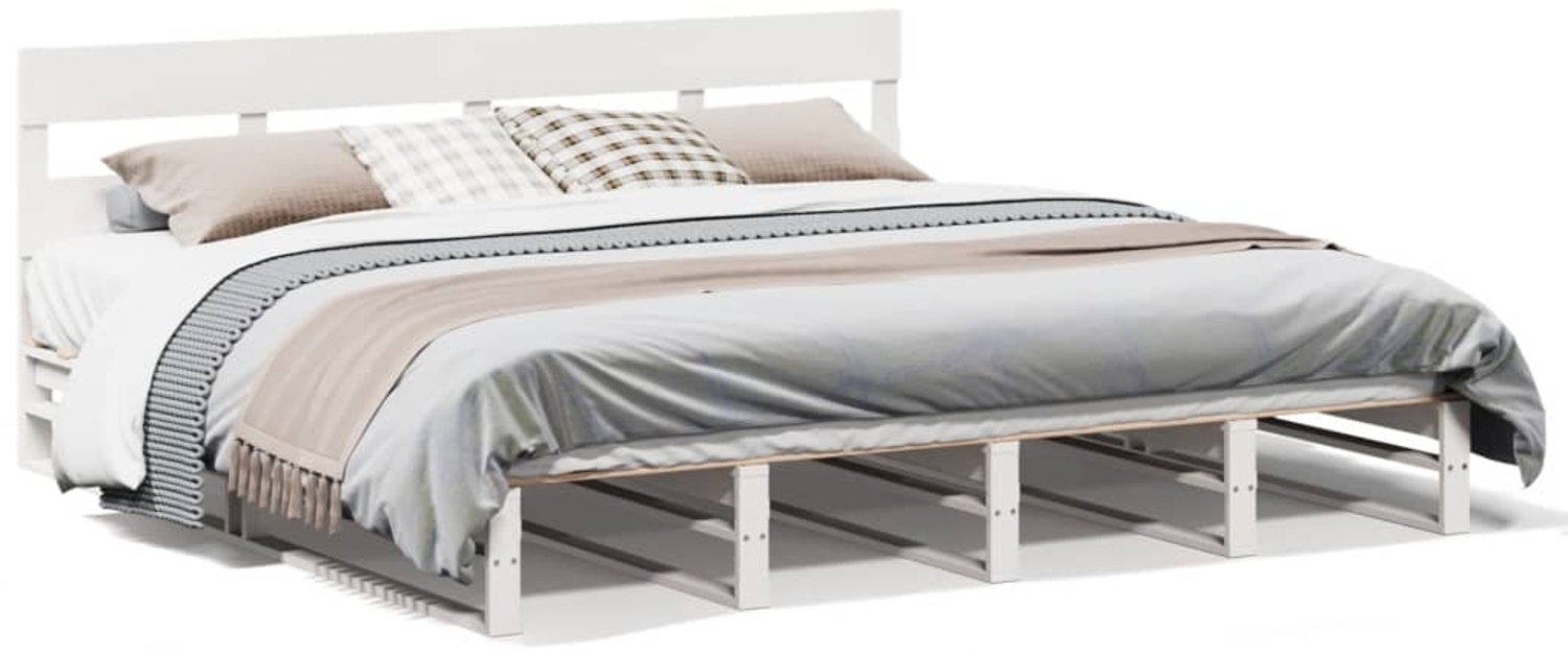 vidaXL Massivholzbett ohne Matratze Weiß 180x200 cm Kiefernholz 3302304 Bild 1
