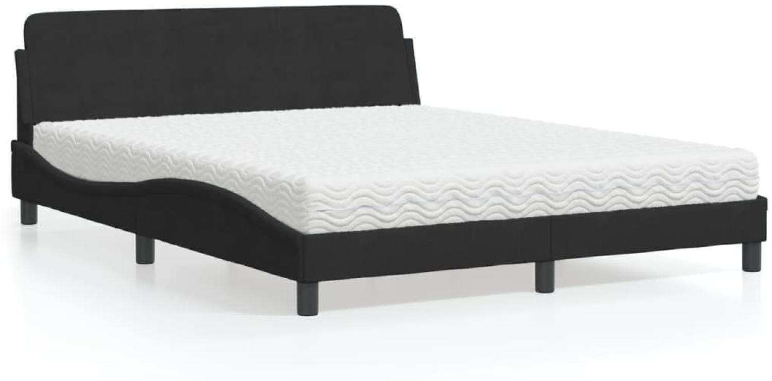 vidaXL Bett mit Matratze Schwarz 160x200 cm Samt 3208433 Bild 1