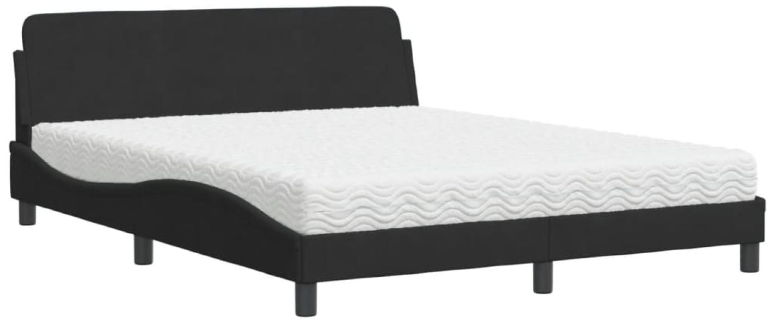 vidaXL Bett mit Matratze "Dover" Schwarz 160x200 cm Samt 3208433 Bild 1
