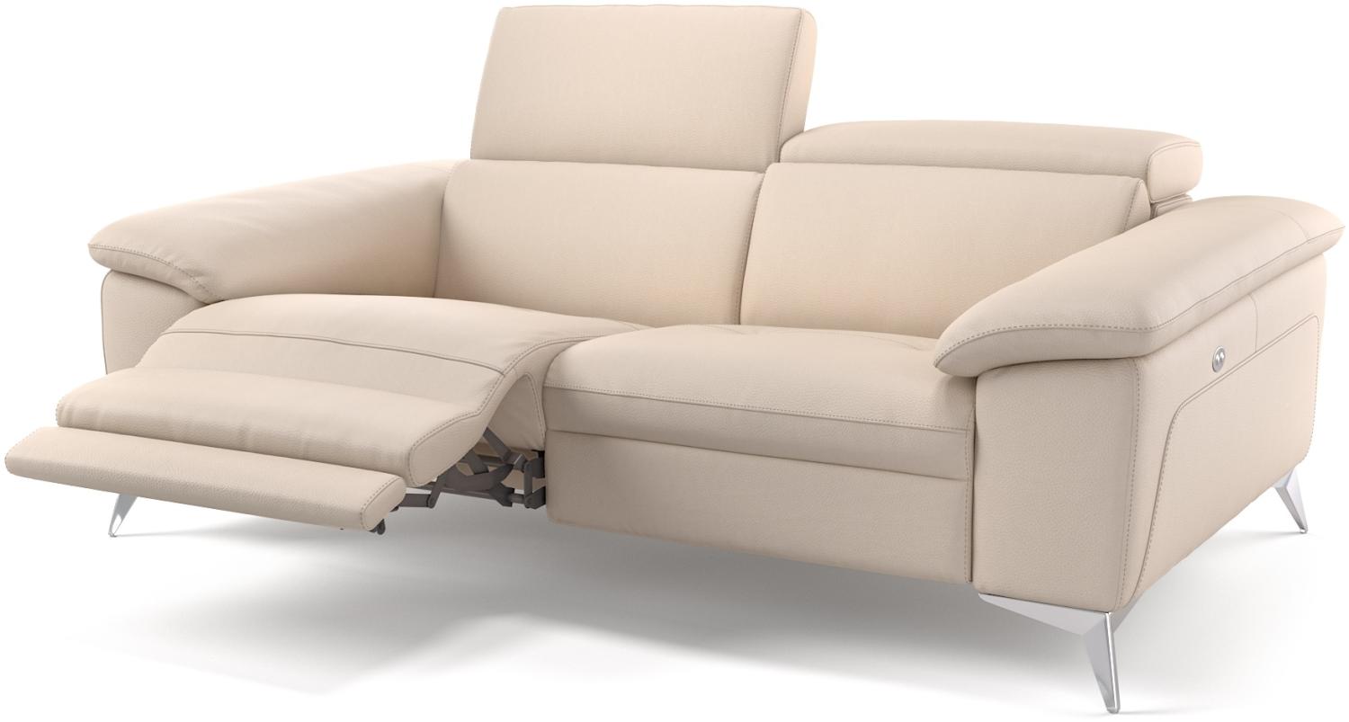 Sofanella Ledergarnitur STELLA Ledercouch 2-Sitzer Sofa in Creme Bild 1
