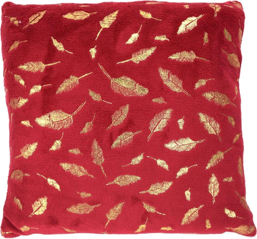 Flanellkissen Dekokissen Motiv Federn 40x40cm in grau, grün, rot oder schwarz rot Bild 1