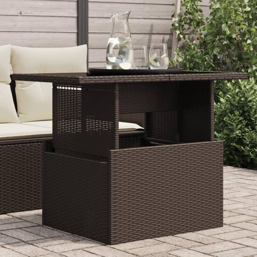 vidaXL Gartentisch mit Glasplatte Braun 100x55x73 cm Poly Rattan 366208 Bild 1