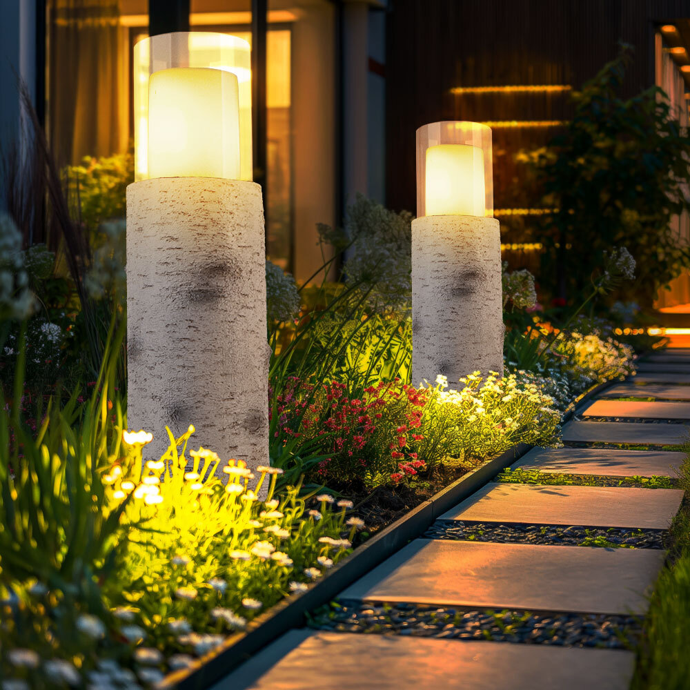 2er Set LED Solarlampe, Baumstamm, Glas, Akku, H 43,5 cm Bild 1