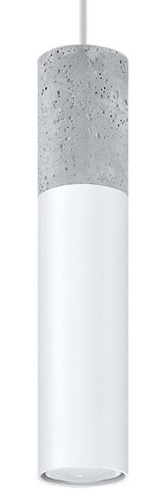 Pendelleuchte, Weiß Stahl, Grau Beton, H 100 cm Bild 1