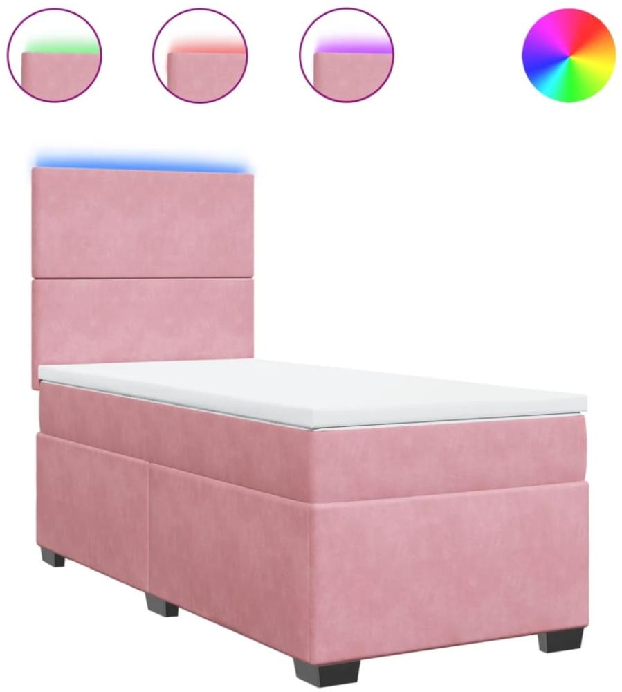 vidaXL Boxspringbett mit Matratze Rosa 90x200 cm Samt 3293109 Bild 1