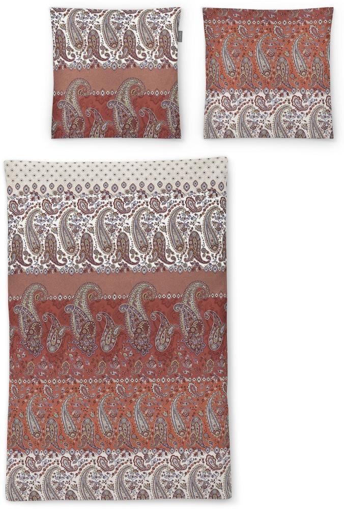 Irisette Sky Mako-Satin Bettwäsche 135x200 Paisley rot orange 8507-60 Bild 1