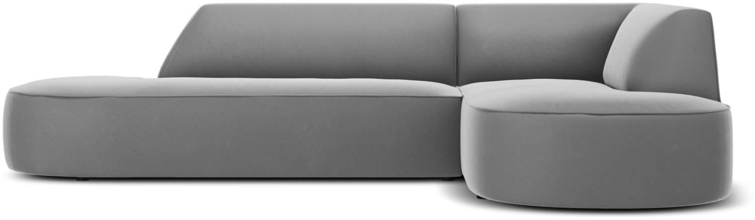 Micadoni 4-Sitzer Samtstoff Modular Ecke rechts Sofa Ruby | Bezug Grey | Beinfarbe Black Plastic Bild 1