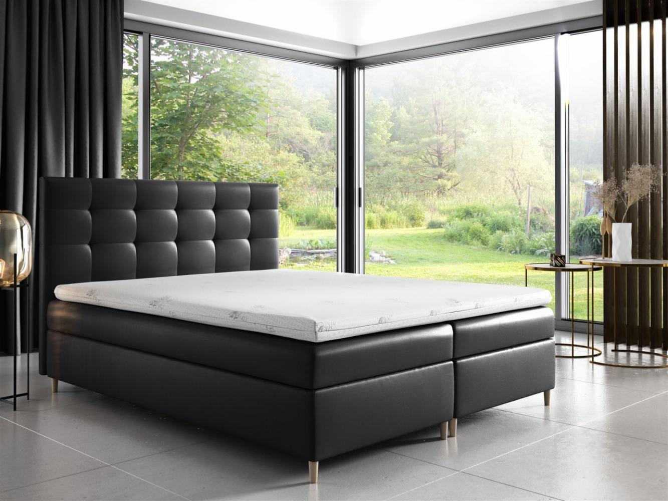 Boxspringbett ARVID 180x200 cm Kunstleder Schwarz Bild 1