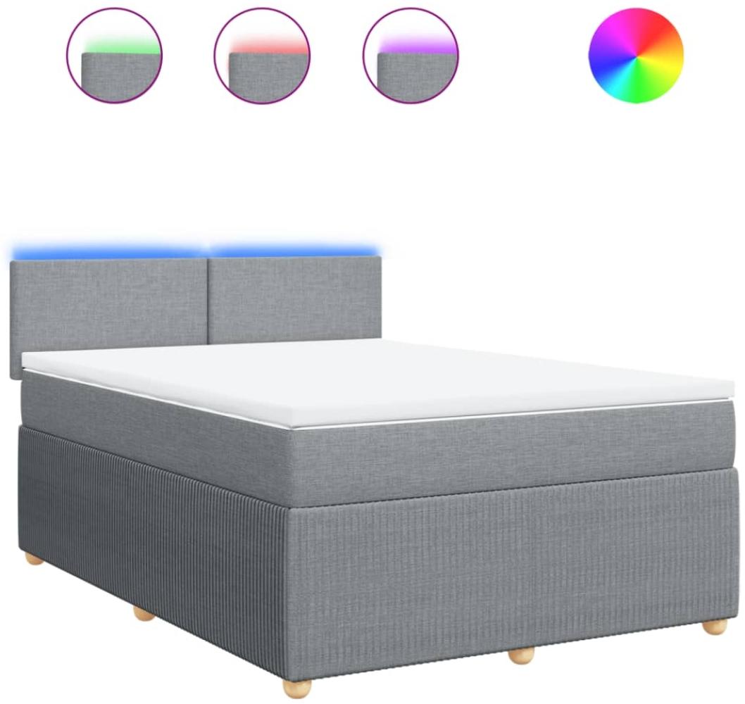 vidaXL Boxspringbett mit Matratze Hellgrau 140x190 cm Stoff 3289744 Bild 1