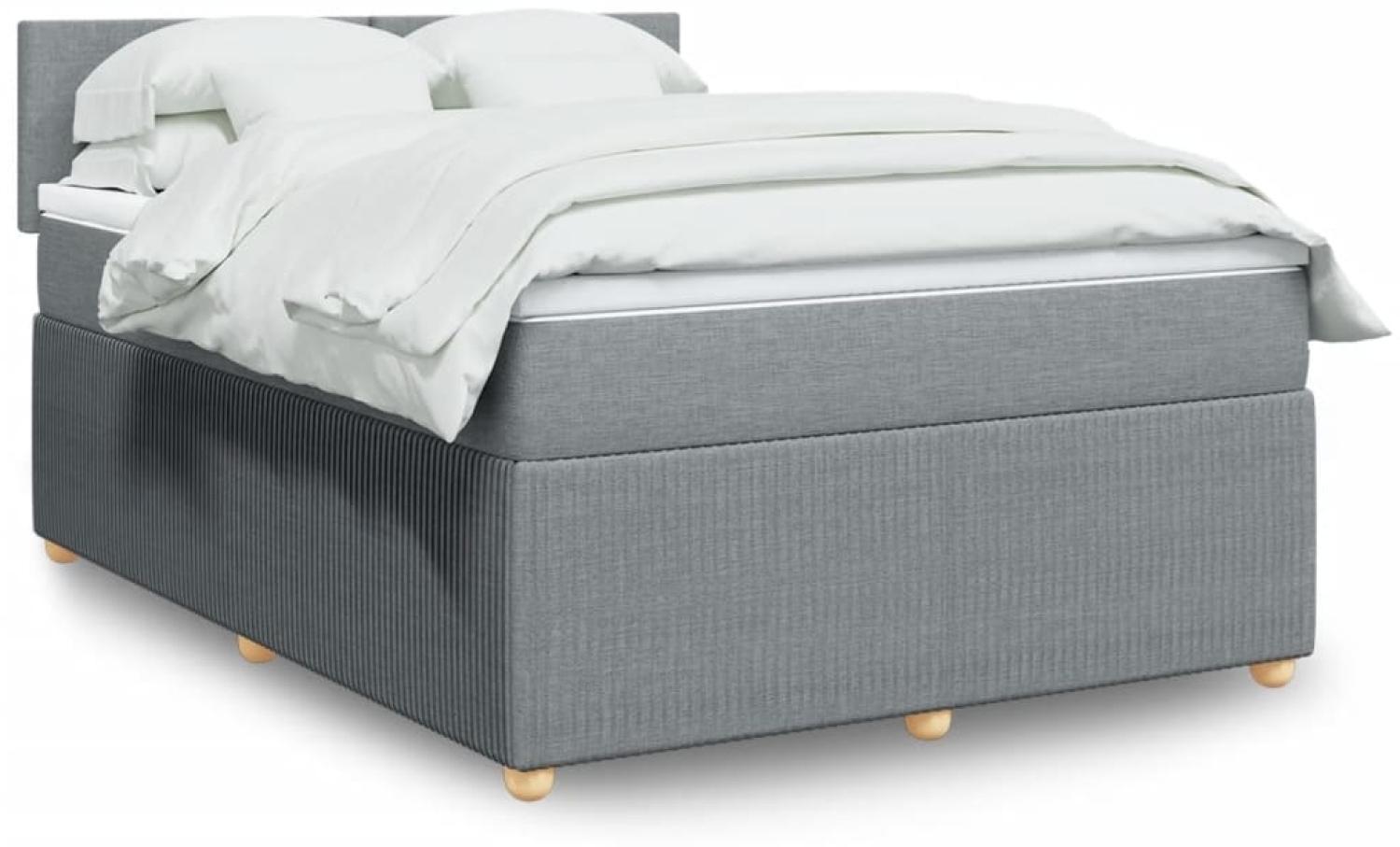 vidaXL Boxspringbett mit Matratze Hellgrau 140x190 cm Stoff 3289744 Bild 1