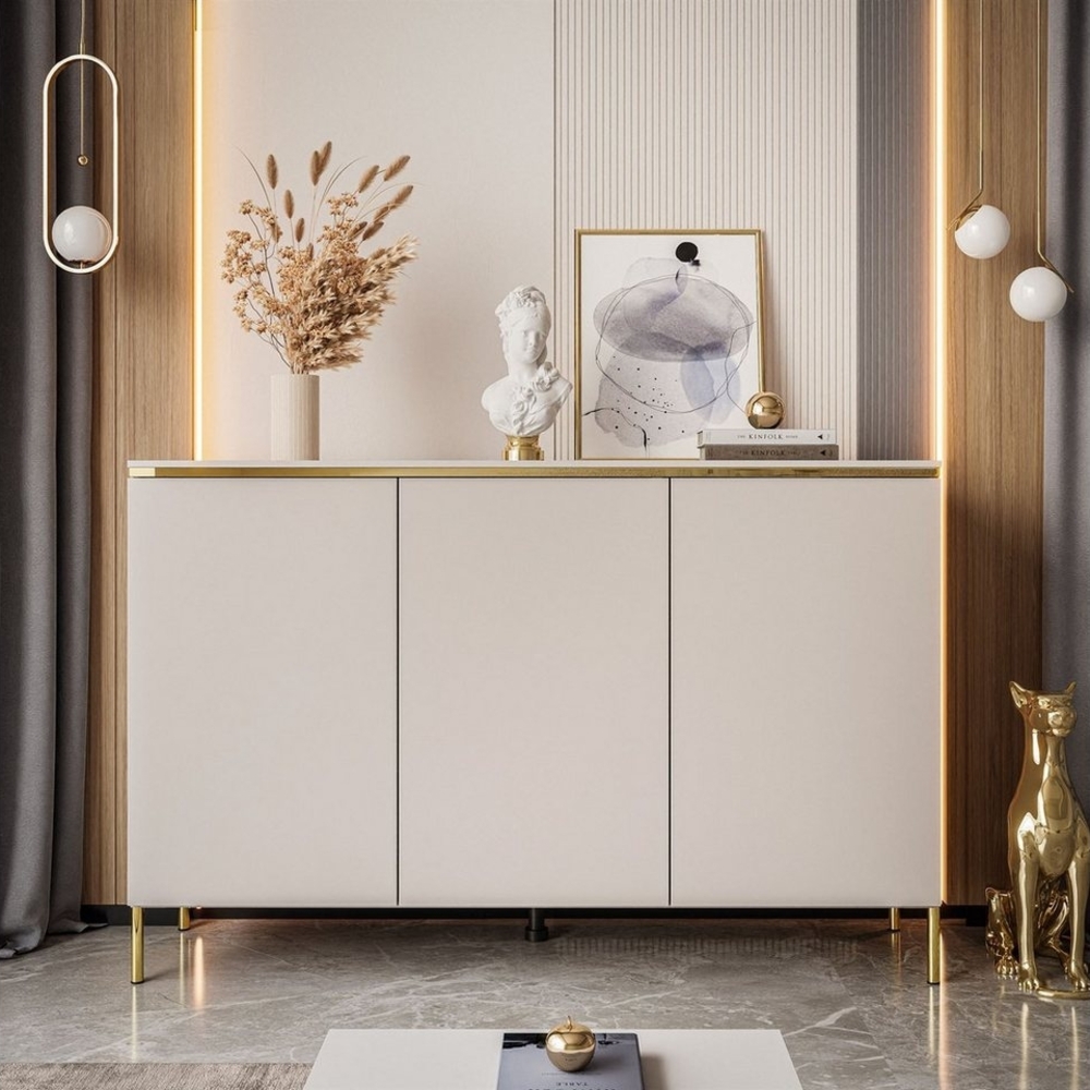 ALLHOUSE24 Kommode LAURA 140 cm Breite KASCHMIR Sideboard Dreitürige Kommode GOLD Bild 1