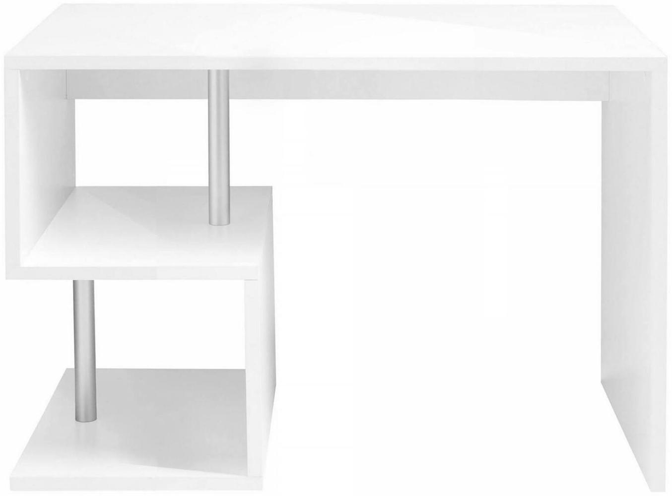 Dmora Schreibtisch Acan, linearer PC-Schreibtisch, Mehrzweck-Bürotisch, platzsparender Schreibtisch mit mehreren Positionen, 100 % Made in Italy, 100 x 50 x 78 cm, glänzendes Weiß Bild 1