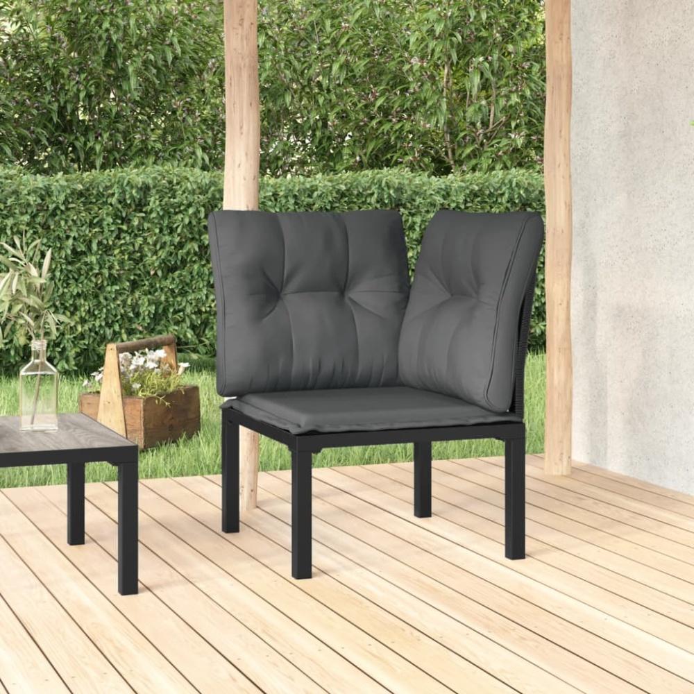 vidaXL Garten-Eckstuhl mit Kissen Schwarz und Grau Poly Rattan 362797 Bild 1