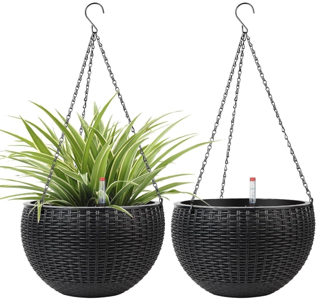 Selbstbewässerungs-Blumentopf Hängend 28cm mit Wasserstandsanzeigen Bild 1