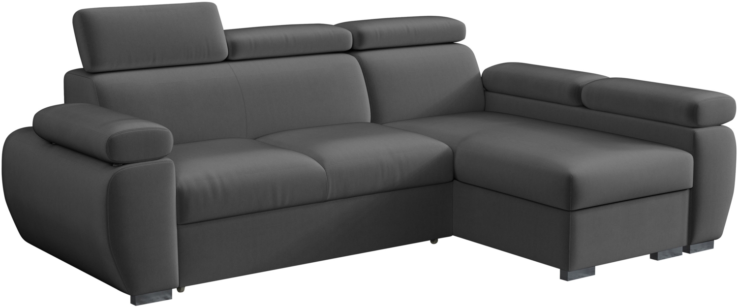 Mirjan24 'Boston Mini' Ecksofa mit Bettkasten und Schlaffunktion, Plüschstoff, Dunkelgrau, Rechts Bild 1