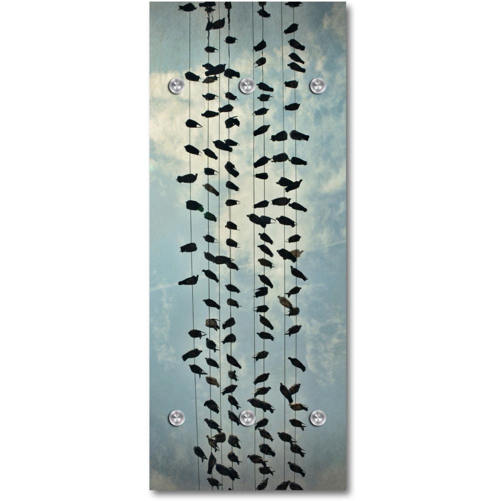 Queence Garderobe - "Birds" Druck auf hochwertigem Arcylglas inkl. Edelstahlhaken und Aufhängung, Format: 50x120cm Bild 1