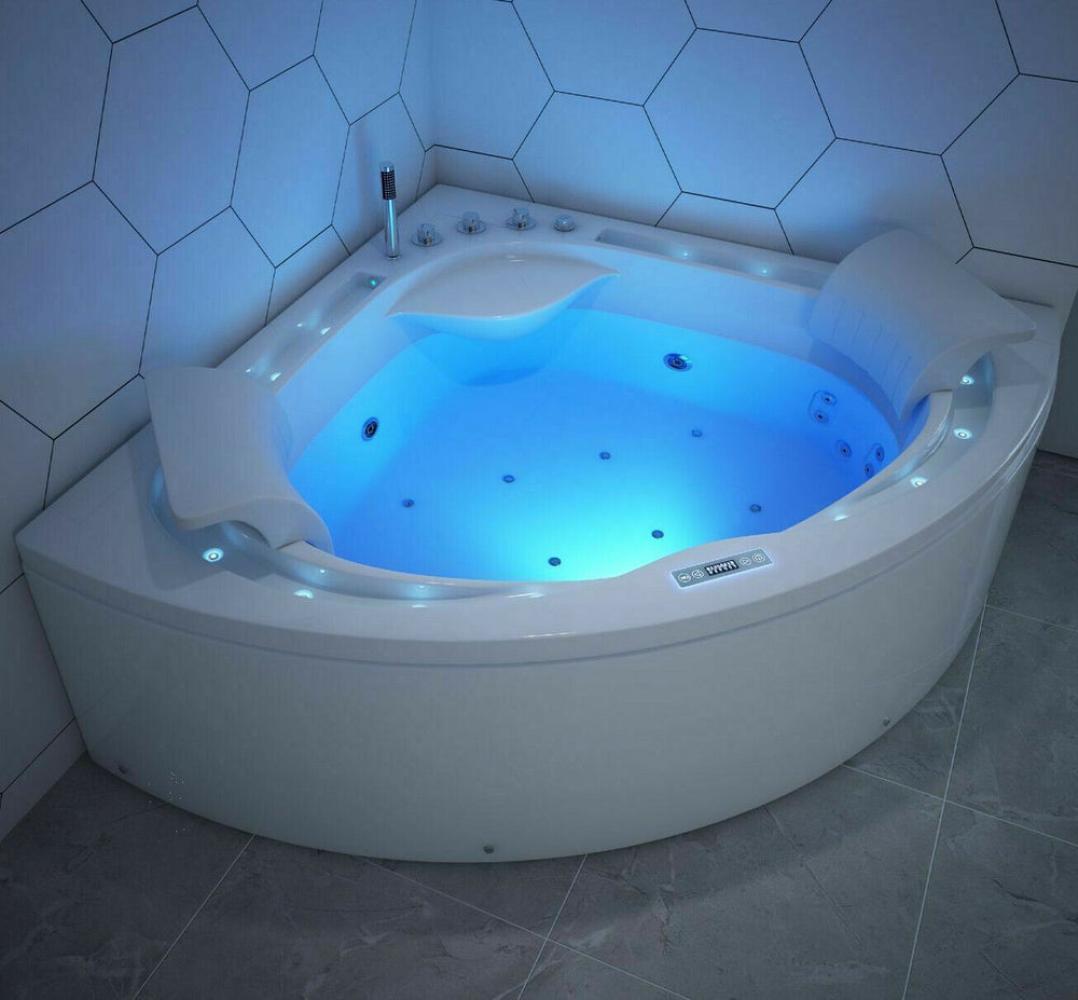 Luxus LED Whirlpool Badewanne SET 160x160cm +Hydrojet +Heizung+Ozon Modell 2024 b Bild 1