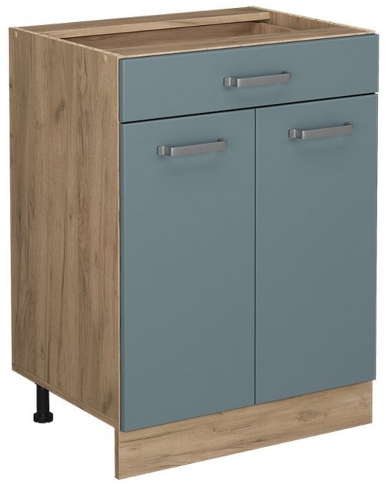 Vicco Unterschrank R-Line, Blau-Grau/Goldkraft Eiche, 60 cm mit Schublade, ohne Arbeit... Bild 1