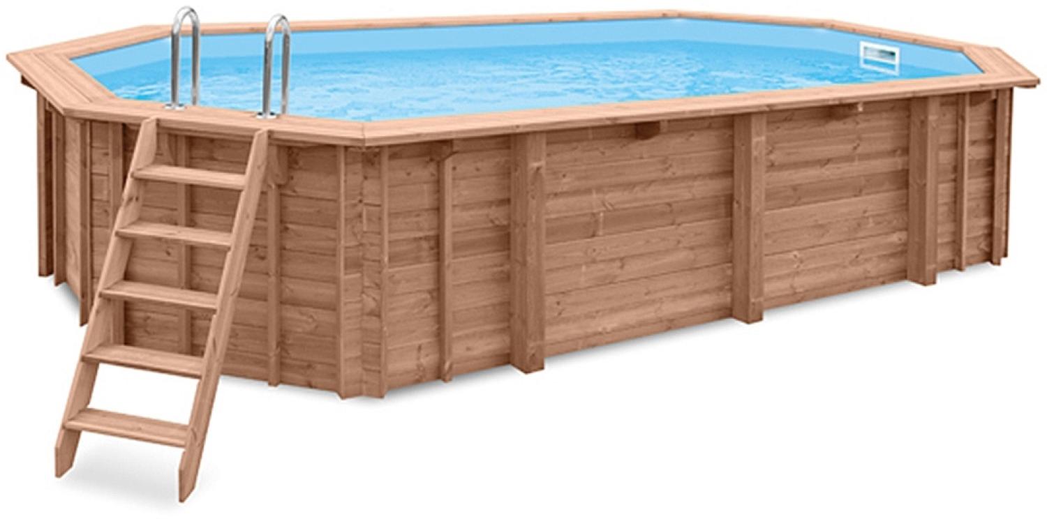 Interline Summer Holz Schwimmbad Bali Set 3 | Blau | 580x350x136 cm | Inkl. 5 teiliges Zubehörpaket und Winterabdeckung Bild 1