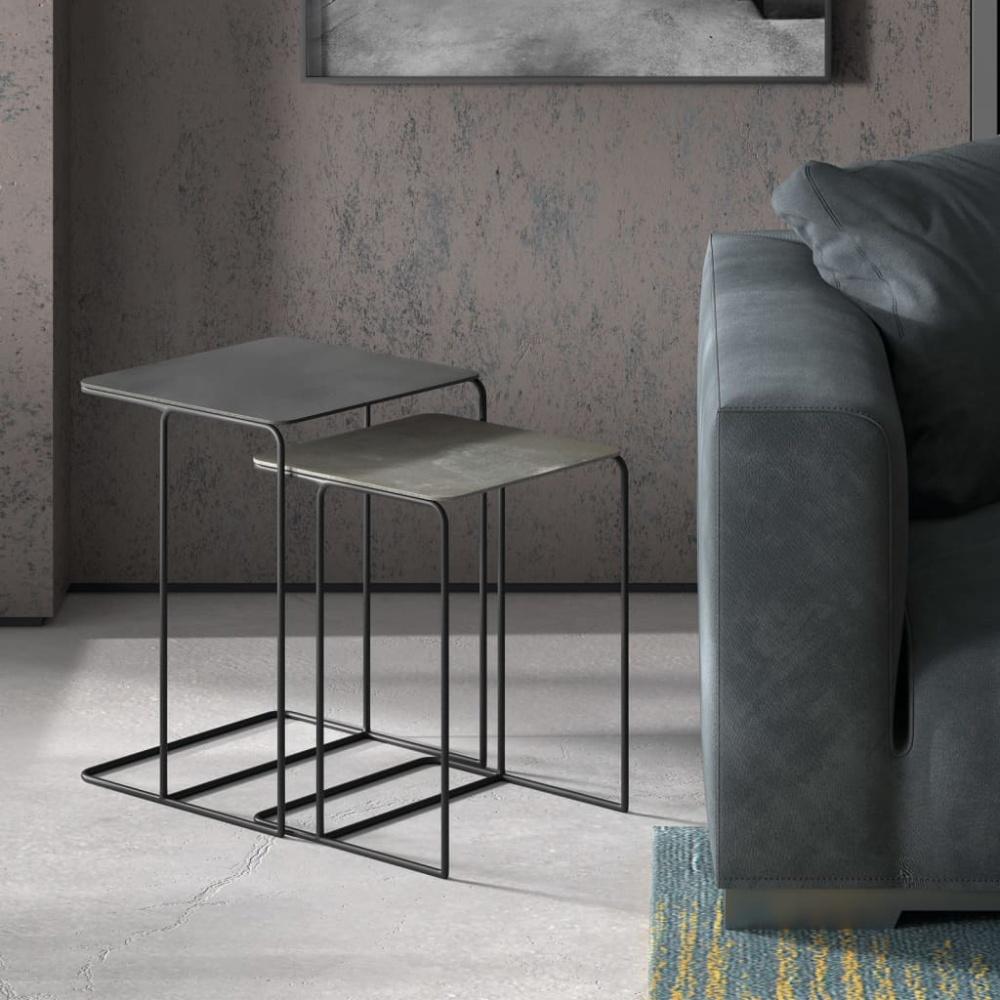 Rousseau 2-tlg. Beistelltisch-Set Ospera Metall Schwarz und Grau 442851 Bild 1