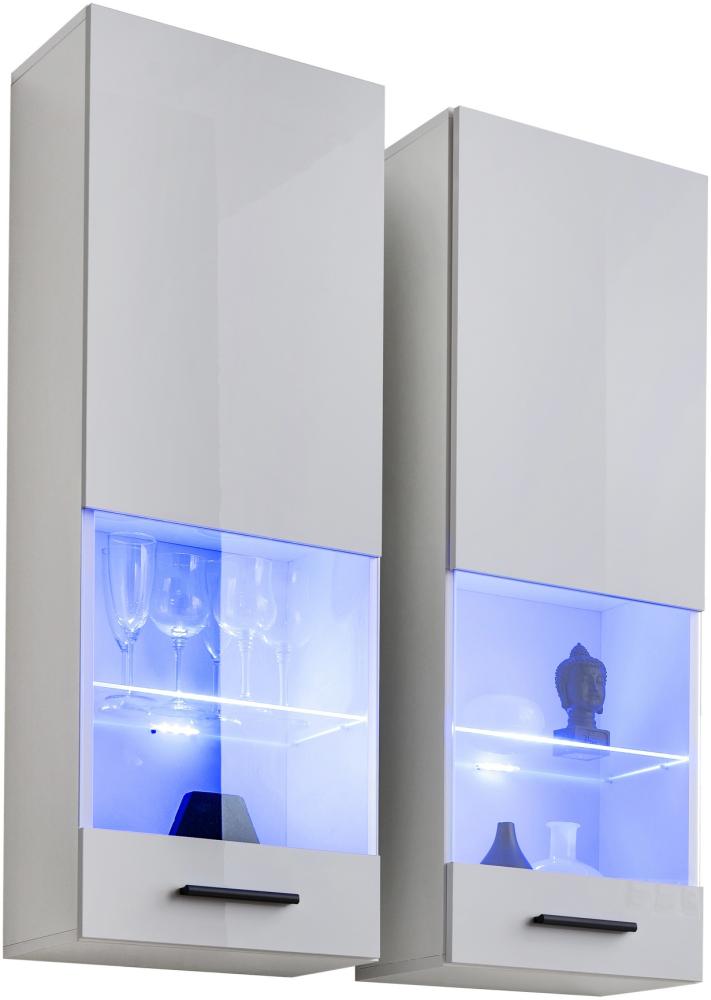 99rooms Teka Vitrine VII Weiß Weiß Hochglanz ohne LED-Beleuchtung Bild 1