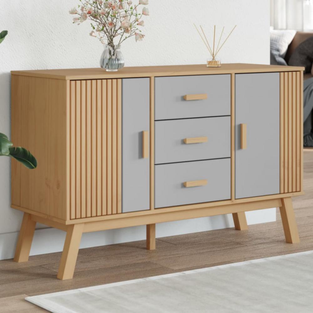 Sideboard OLDEN Grau und Braun 114 x 43 x 73,5 cm Massivholz Kiefer (Farbe: Grau) Bild 1