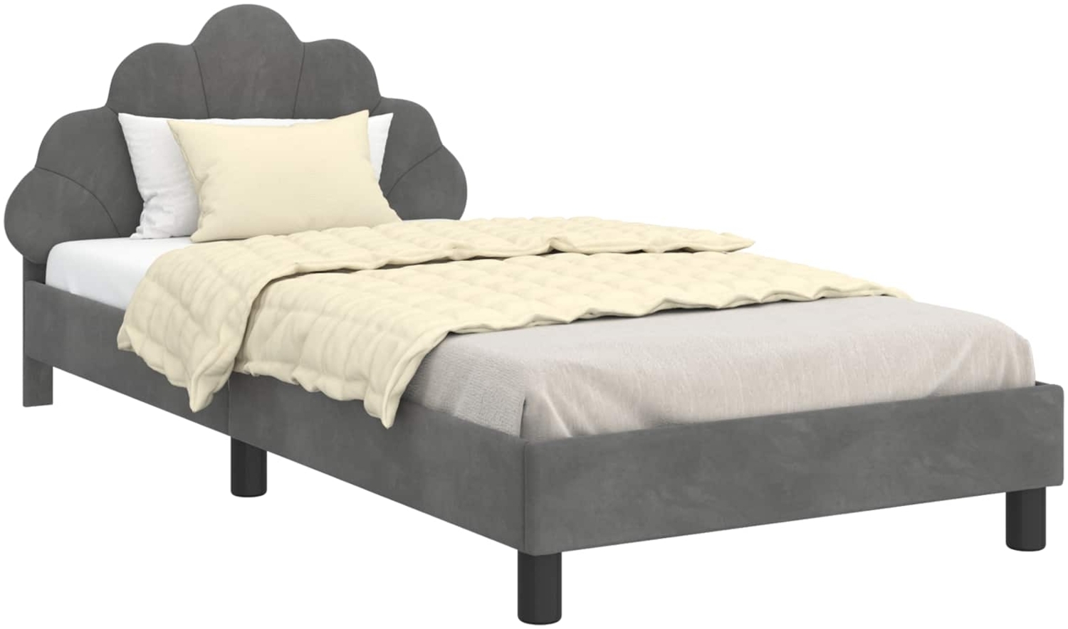 vidaXL Kinderbettgestell mit Kopfteil Dunkelgrau 80x200 cm Samt 42011149 Bild 1