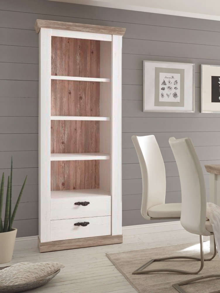 Bücherregal Standregal Regal Florenz 71cm LED-Beleuchtung pinie weiß / oslo pinie Bild 1