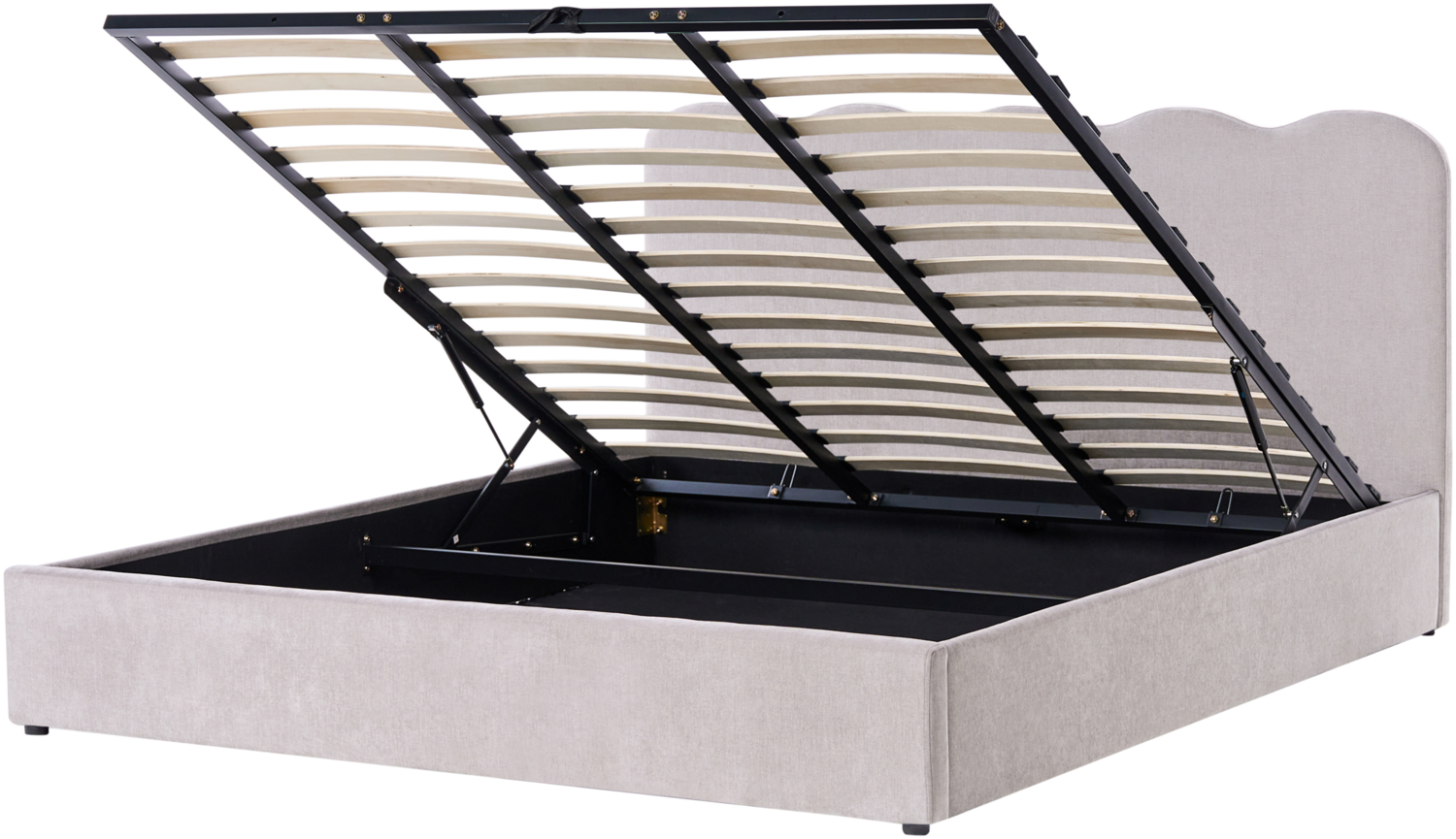 Bett mit Stauraum Stoff NANTERRE 180 x 200 cm Beige Bild 1