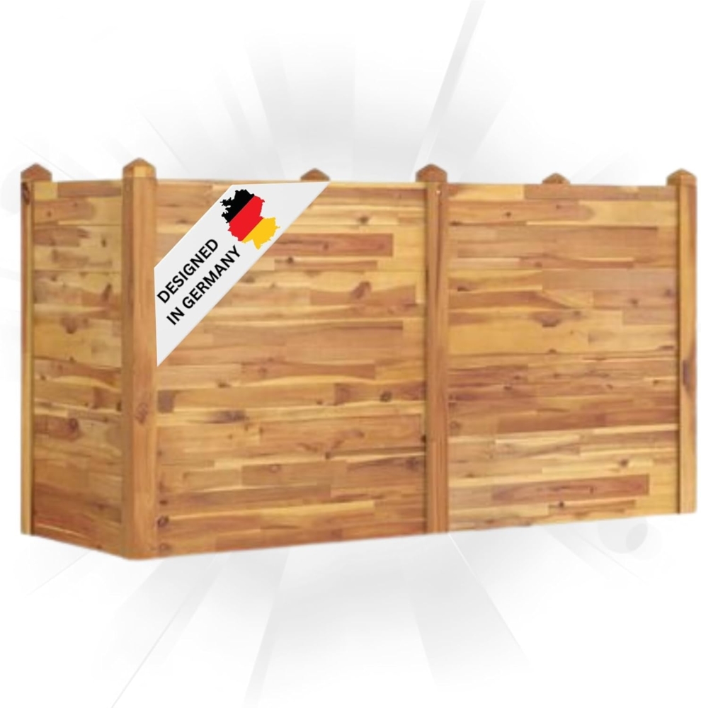 DELUKE® Hochbeet aus Akazienholz LARRY 160x60x84cm, unten offen Hochbeet für Garten Hochbeet Holz Gartenbeet hoch Kräuterbeet xxl Blumenbeet Gemüsebeet groß Garten Bild 1