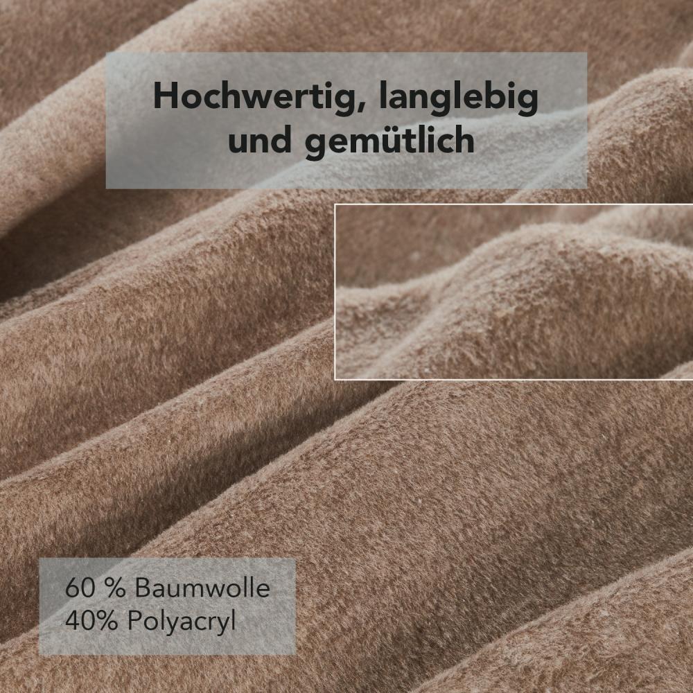 La Vida Sesselschoner Überwurf Tages-Decke in braun - Oeko-TEX® Zertifiziert, 200x50 cm, Sofaläufer mit Fransen, Baumwollmischung bis 40 °C waschbar, Schutz für Sessel, Sofa, Couch & Bett… Bild 1