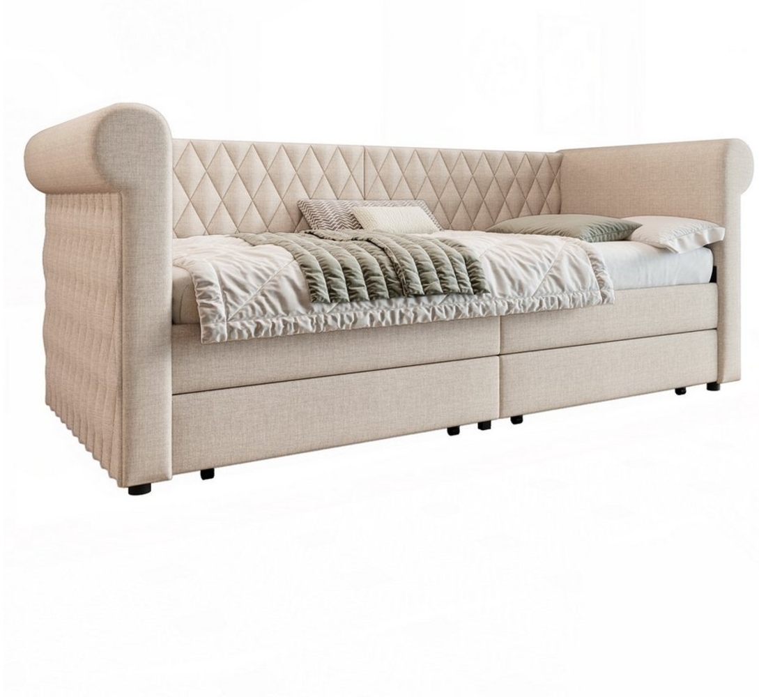 REDOM Daybett Sofa mit Unterbett (Tagesbett,Polsterbett), mit Lattenrost, 2 Stauraum Schubladen Bild 1