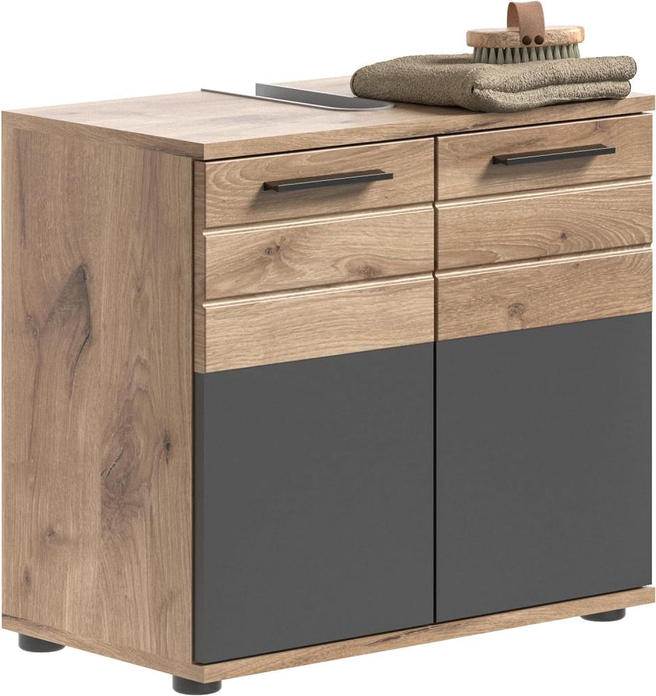 Xonox 'Mason' Waschbeckenunterschrank, Nox Oak / Basalt Grau Bild 1