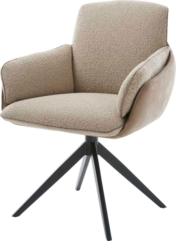Drehstuhl Luan-Flex mit Armlehnen Materialmix Schlamm Kreuzgestell breit Schwarz 360° drehbar Bild 1