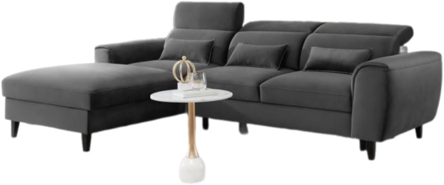 Designer Sofa Forino mit Schlaf- und Klappfunktion Anthrazit Links Bild 1