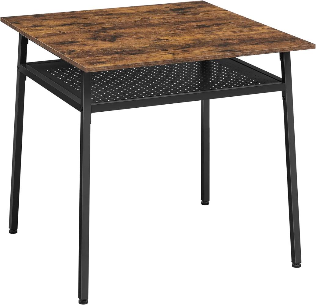 Vasagle Esstisch für 2 Personen Quadratischer Küchentisch Home Arbeitstisch 80x80x78 cm mit Staufach für Wohnzimmer, Büro, Industrie, Rustikal Braun und Schwarz KDT008B01 Bild 1