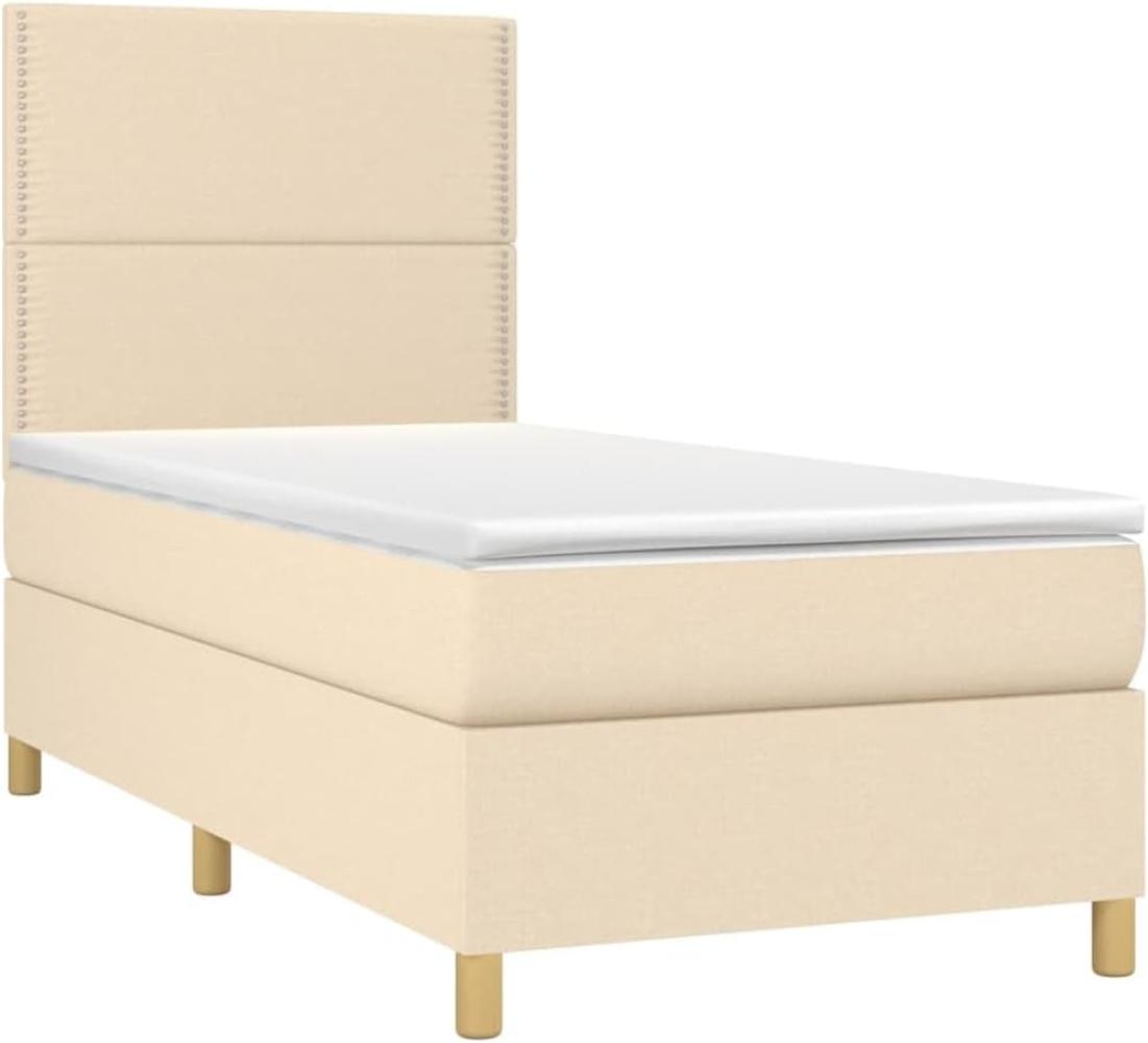 vidaXL Boxspringbett mit Matratze Creme 100x200 cm Stoff 3142238 Bild 1