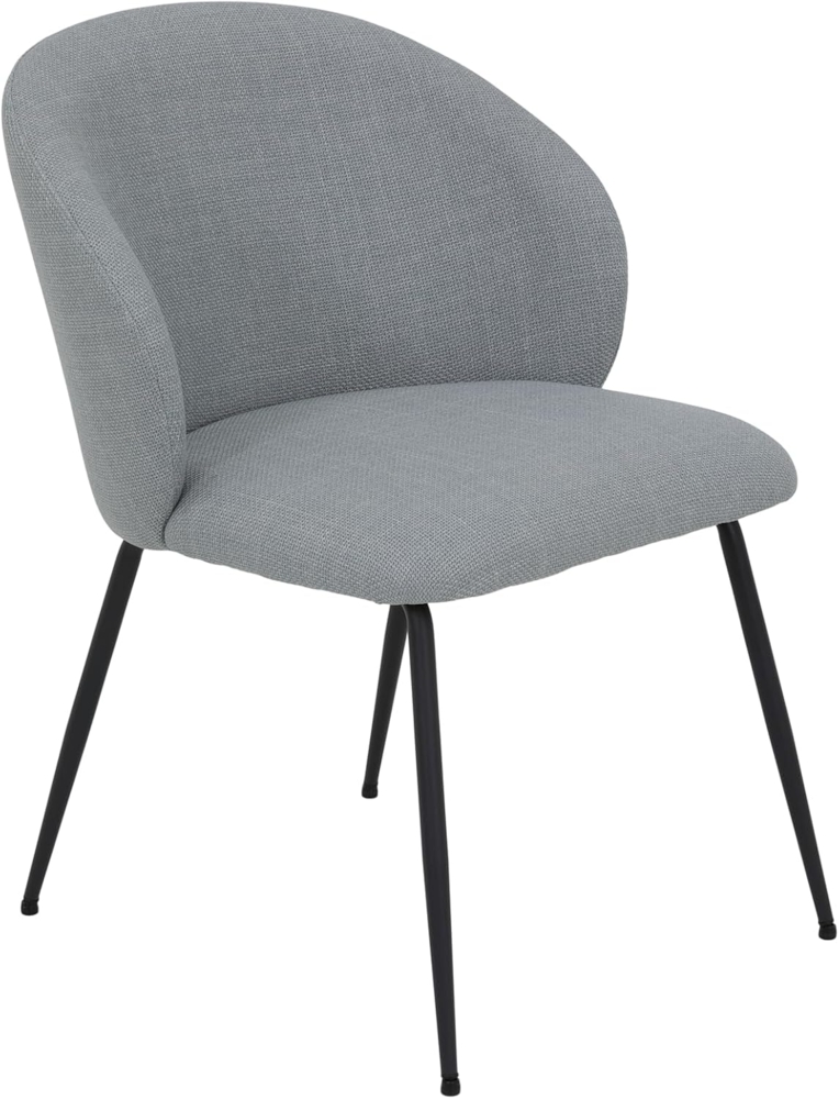 Hela Tische, 1er Pack Esszimmerstuhl Graz, Webstoff in Grau, XL Sitzbreite, Rundrücken, Metallfüße rund Bild 1