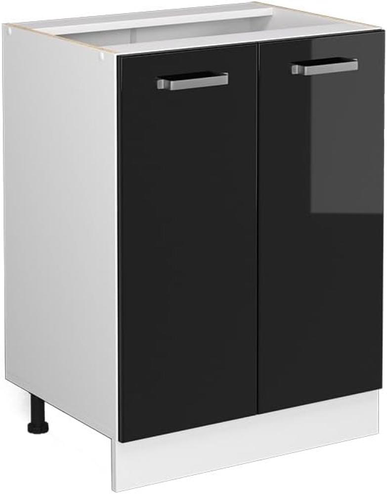 Vicco Küchenunterschrank R-Line, Schwarz Hochglanz/Weiß, 60 cm ohne Arbeitsplatte Bild 1