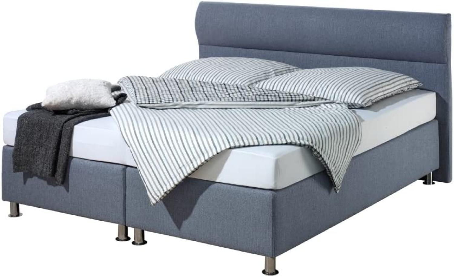 Maintal Boxspringbett Filipo, 200x200 cm, Stoff, Tonnentaschenfederkern Matratze h3, Blau Bild 1