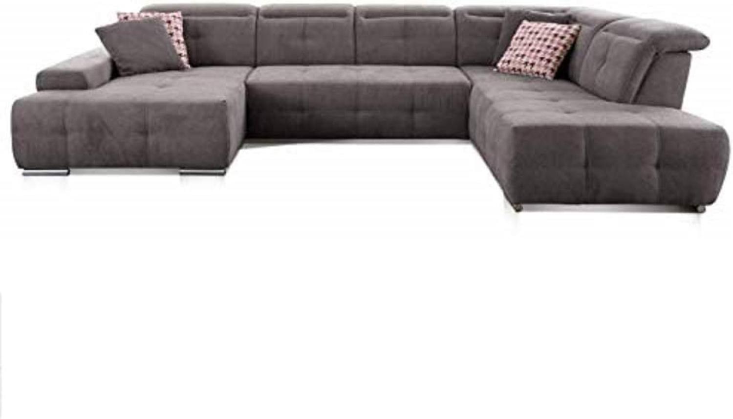 CAVADORE Wohnlandschaft Mistrel mit Longchair links / Großes Schlafsofa in U-Form / Inkl. Kopfteilfunktion und großer Liegefläche (125x270) / 343x77-93x228 / Kati Fango Bild 1