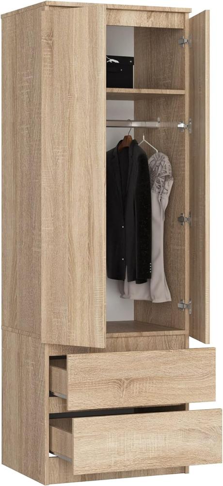 BDW Kleiderschrank, 2-türiger Kleiderschrank, 2 Schubladen, Kleiderschrank für das Schlafzimmer, Wohnzimmer, Flur, 180x60x51cm Bild 1