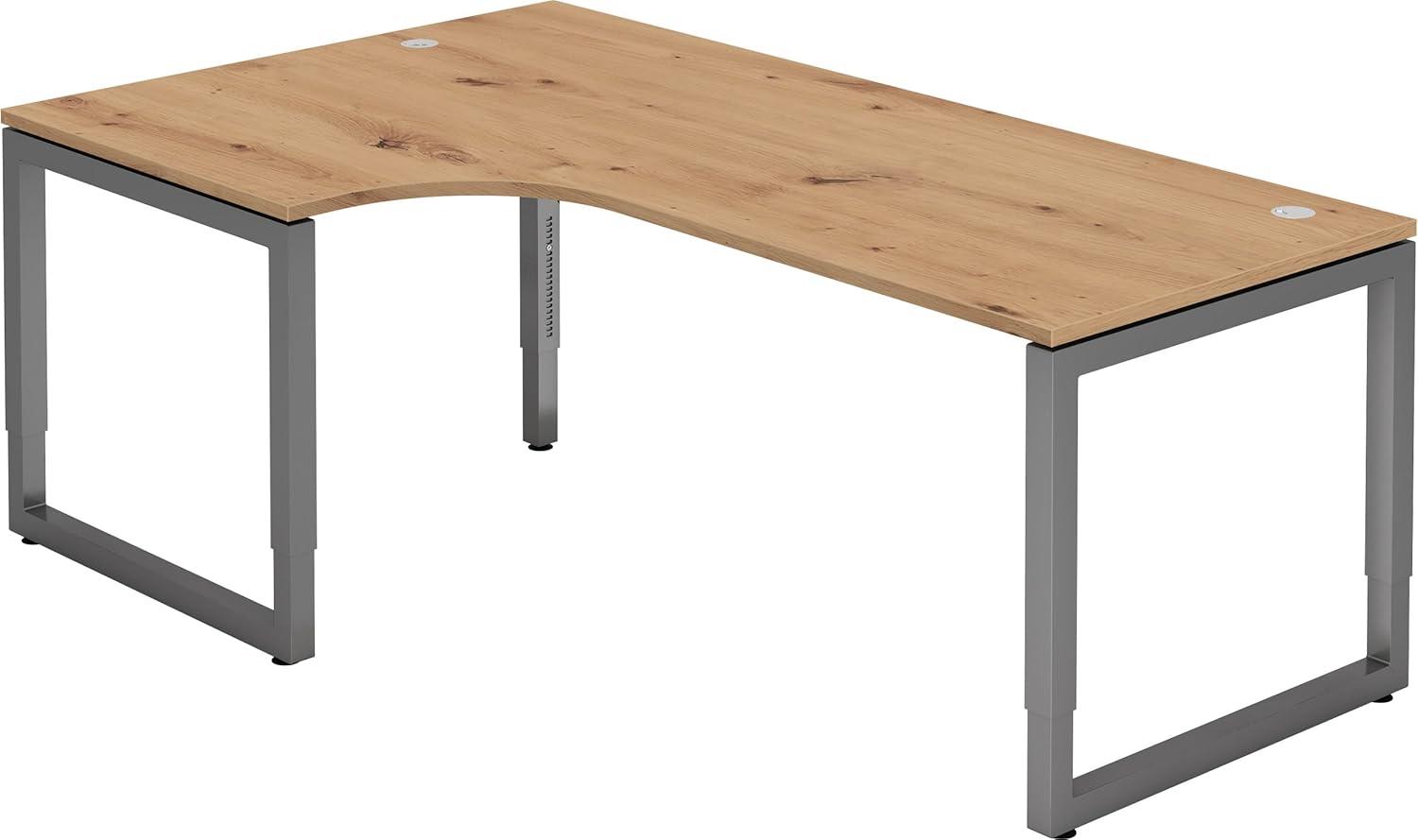 bümö® Schreibtisch R-Serie höhenverstellbar, Tischplatte 200 x 120 cm in Asteiche, Gestell in graphit Bild 1