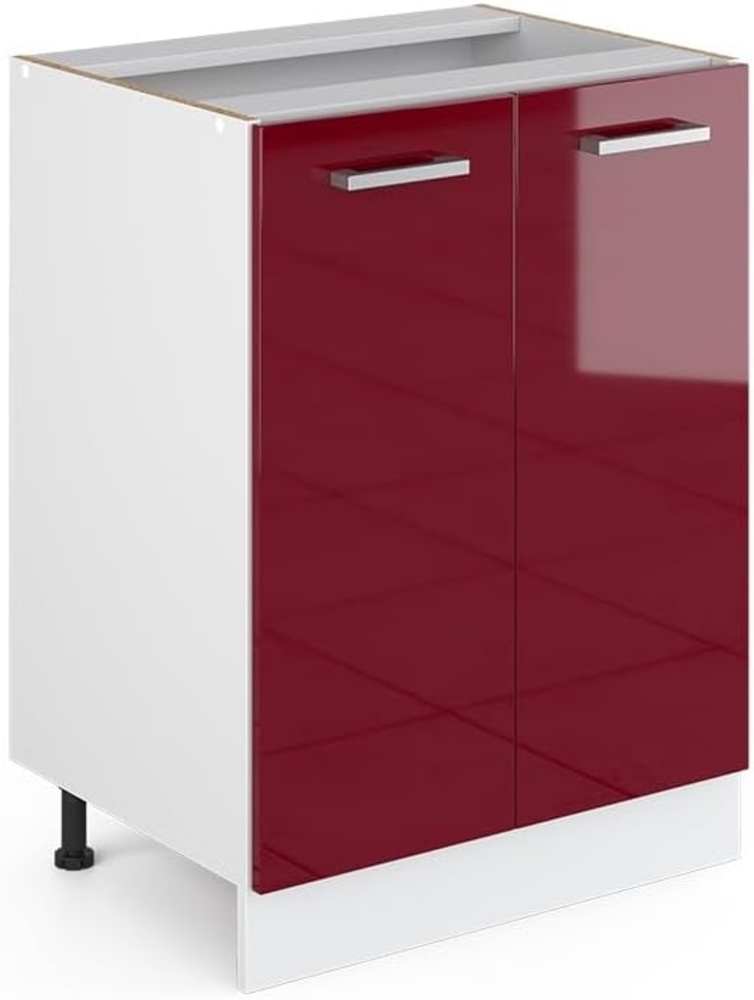 Unterschrank R-Line Bordeaux Hochglanz 60 cm mit Türen, ohne Arbeitsplatte Vicco Bild 1