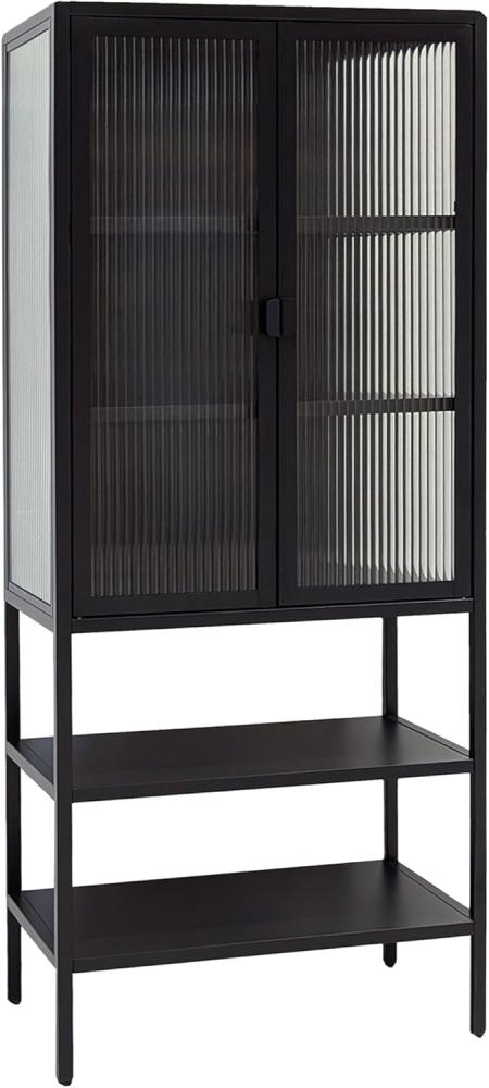 osoltus Raumteiler osoltus Vitrine Schrank Riffelglas Stahl cube schwarz Industrial Bild 1