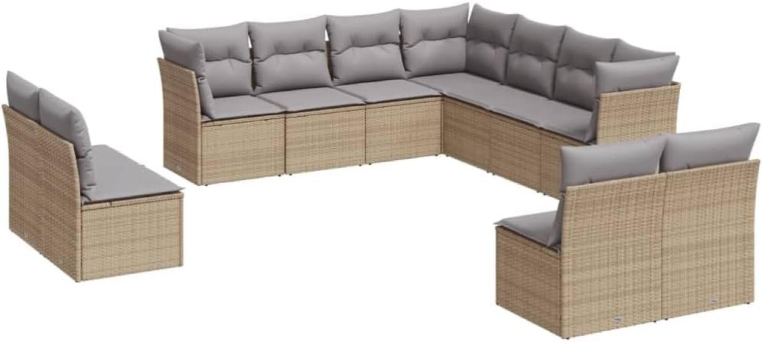 vidaXL 11-tlg. Garten-Sofagarnitur mit Kissen Beige Poly Rattan 3217819 Bild 1