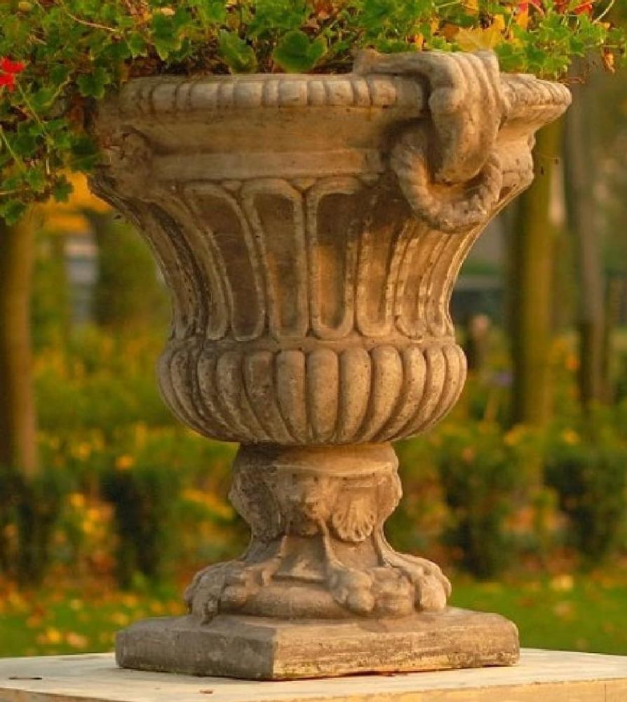 Casa Padrino Barock Garten Deko Blumentopf Dunkelgrau 73 x 67 x H. 70 cm - Prunkvoller Pflanzentopf im Barockstil - Barock Garten Deko - Barock Terrassen Deko - Barock Deko Accessoires Bild 1